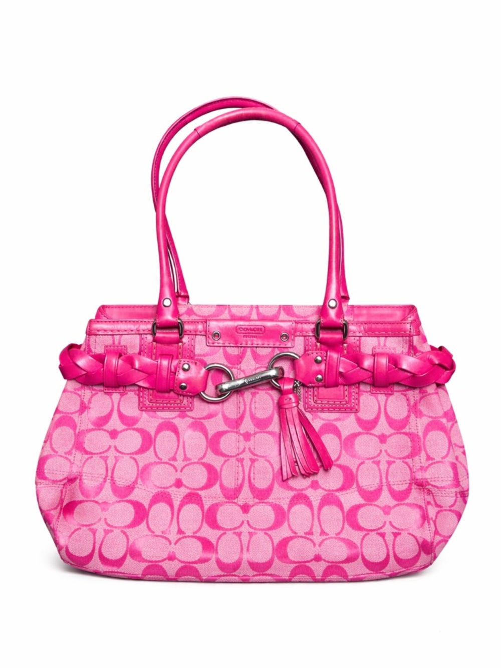 Coach Hamptons Signature Braid Carryall in Hot Pink (Style No. F15065).